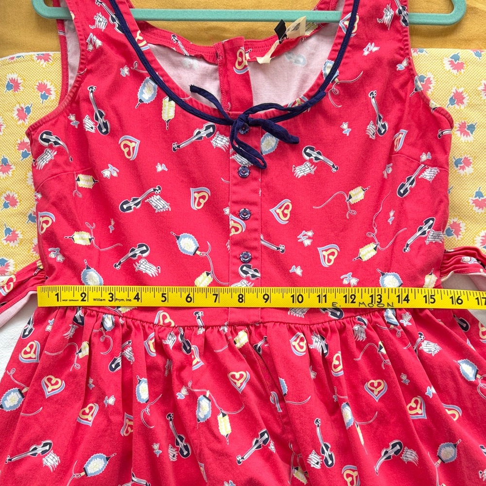 Tatyana Pink Sleeveless Folk Dance Print Romper with Navy Trim - Picture 5 of 6
